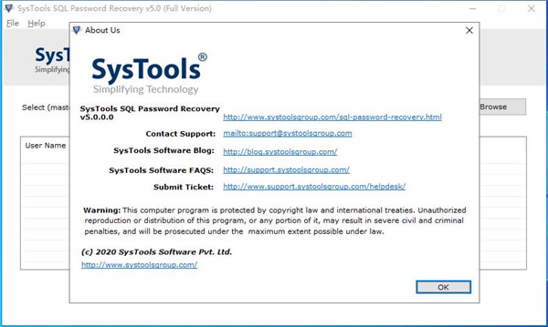 SysTools SQL Password Recovery破解版