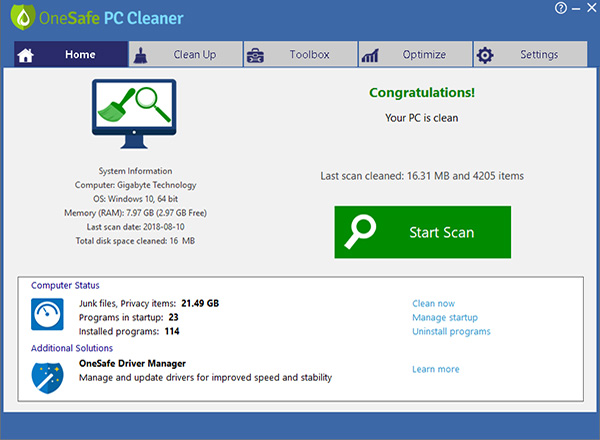 OneSafe PC Cleaner破解版